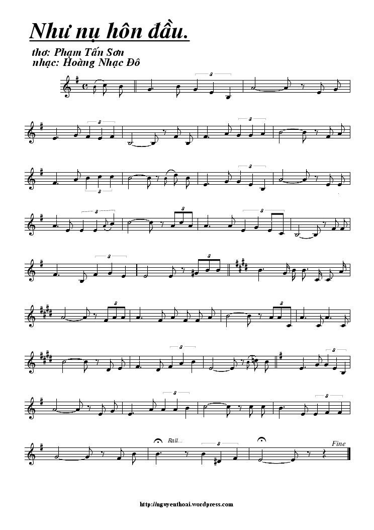 Sheet nhạc Như Nụ Hôn Đầu